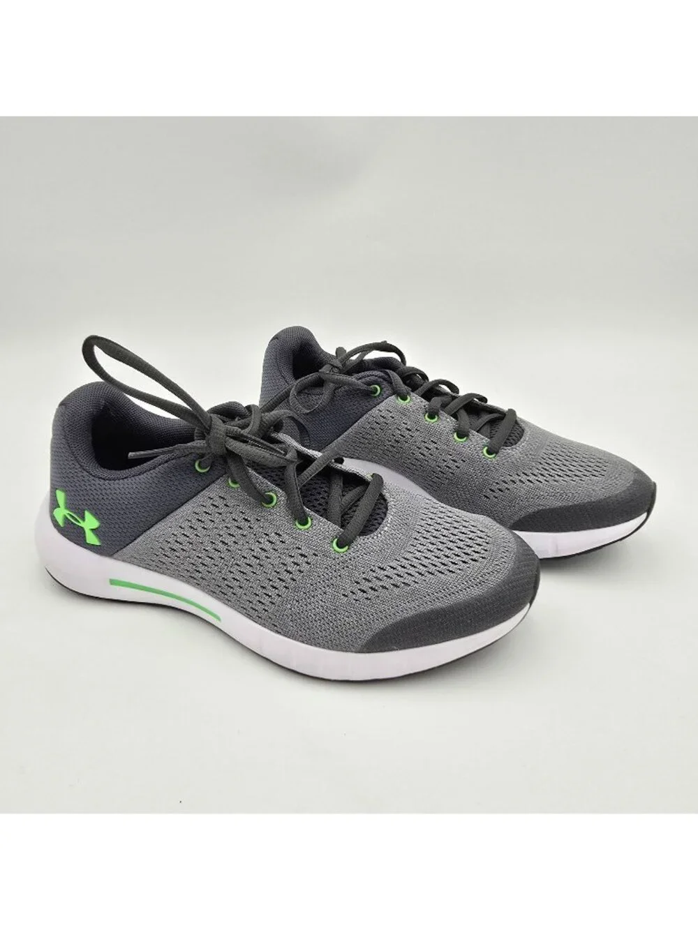 Under Armour Youth Mesh Running Shoes Gray Green Lightweight Breathable